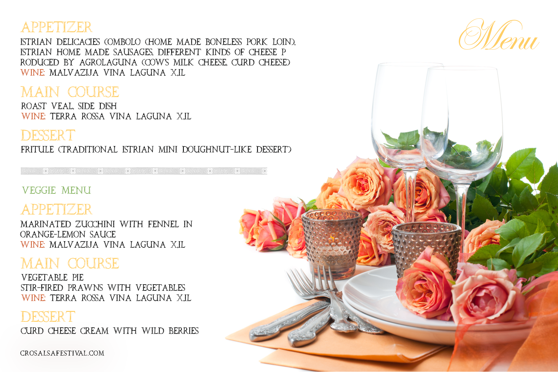 Secret vineyard party - menu